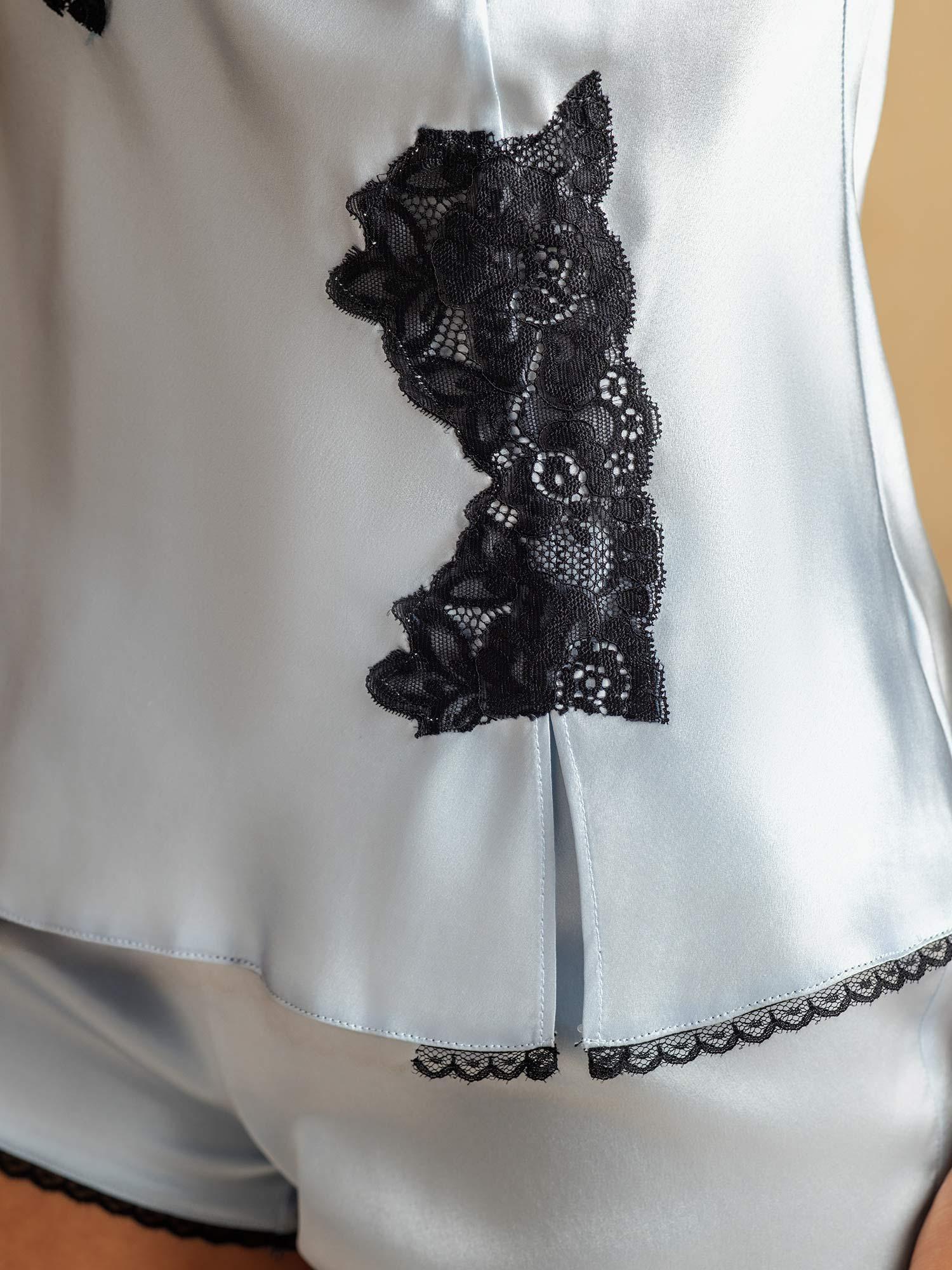 [Hemelsblauw] SilkSilky-NL Zijde Camisole Set 005