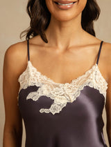 [Paars Grijs] SilkSilky-NL Spaghetti Bandjes V Hals Cami-Set 004
