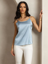 [Grijsachtig Blauw] SilkSilky-NL Spaghetti Strap Cami-Top 001