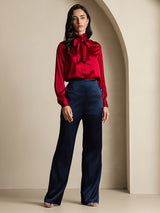 [Wijn] SilkSilky-NL Long Sleeve Tie Neck Blouse 008