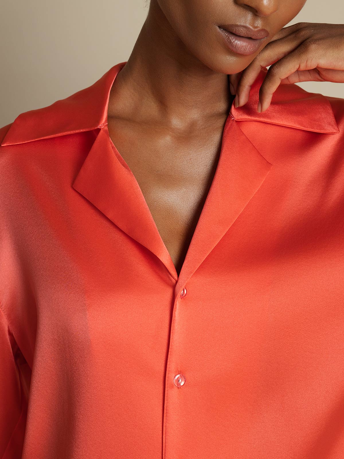 [Keizerlijk Rood] SilkSilky-NL 19Momme Zijde Womens Shirt 003