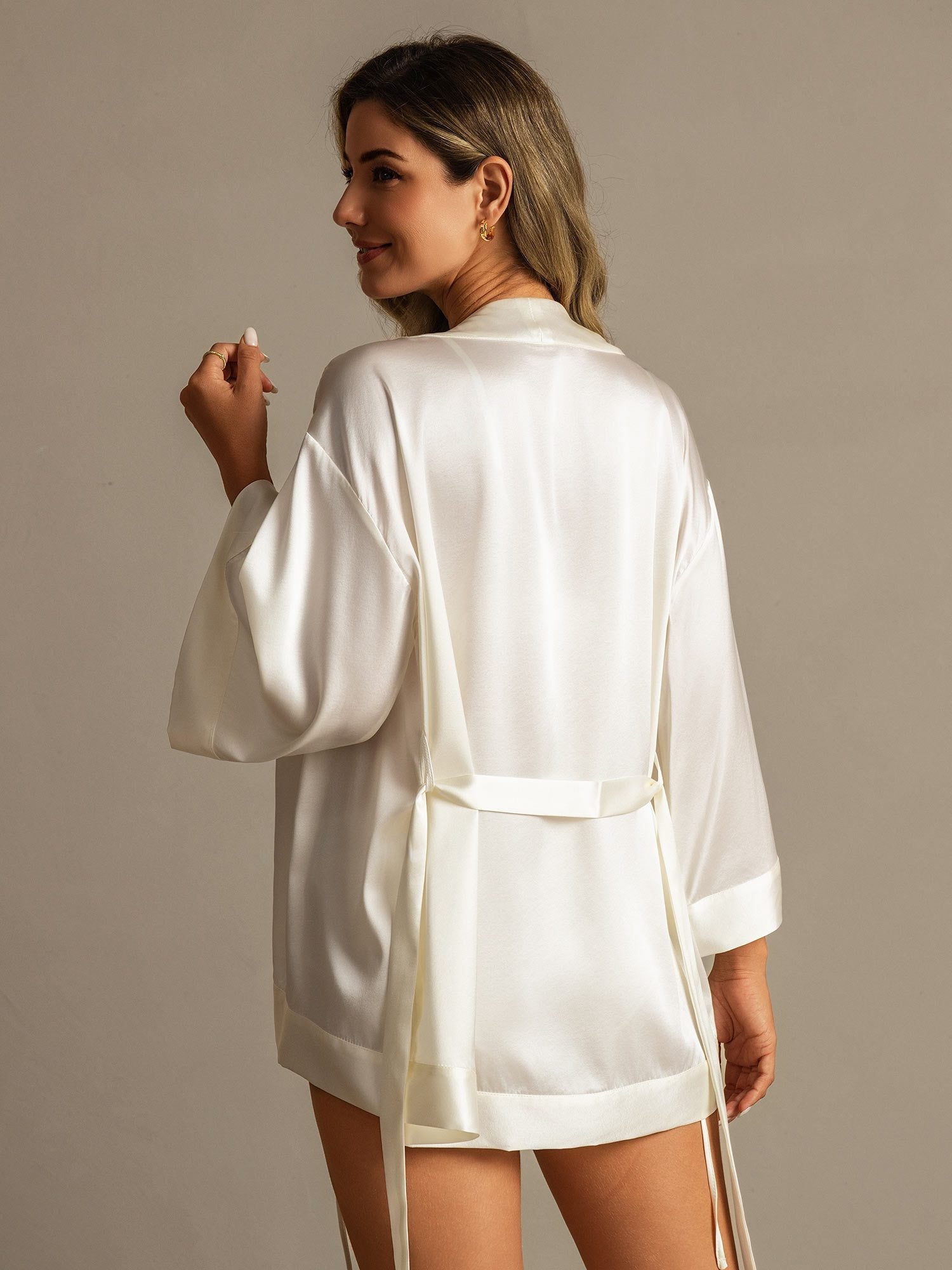 [Wit] SilkSilky-NL 19Momme Zijde Womens Robe 002,