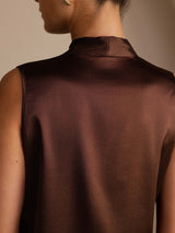 [Pure Chocolade] SilkSilky-NL Sleeveless Tie Neck Cami-Top 005