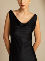 [Zwart] SilkSilky-NL Sleeveless Cowl Neck Jurk 003