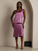 [Donkerpaars] SilkSilky-NL Sleeveless V Neck Cami-Top 005