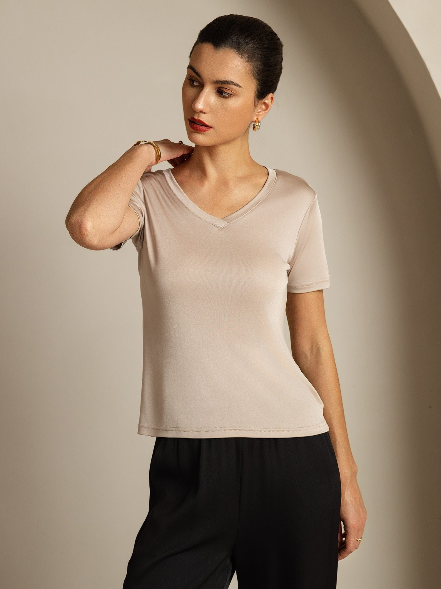 [Lichtkaki] SilkSilky-NL Zijde Womens T-Shirt 005
