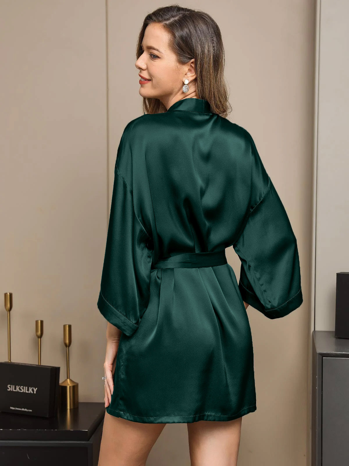 [Donkergroen] SilkSilky-NL Womens Robe 002