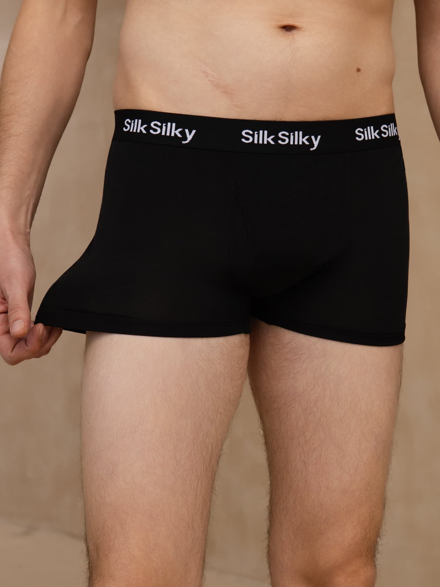 [Zwart] SilkSilky-NL 100% Silk Jersey Heren Ondergoed 004