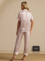 [Roze Hart Geo] SilkSilky-NL Korte Mouw Dames Pyjama Set 002