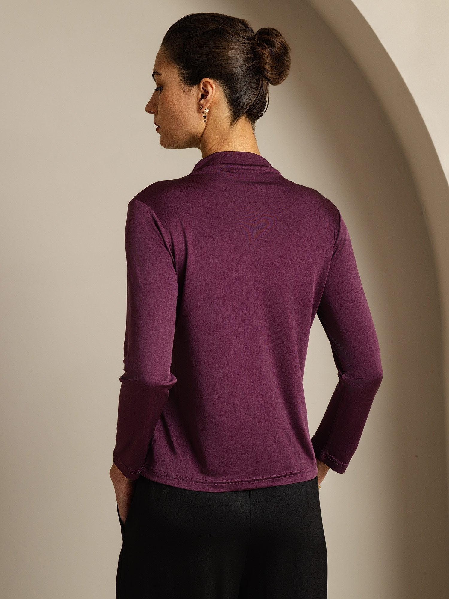 [Paars] SilkSilky-NL Zijde Womens T-Shirt 002