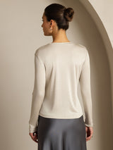 [Grijs] SilkSilky-NL Lange Mouw Crew Hals Dames T-Shirt 002