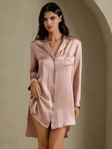 [Toscane] SilkSilky-NL Long Sleeve Lapel Collar Slaap Hemd 003