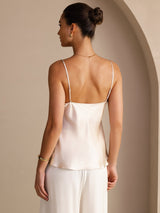 [Beige] SilkSilky-NL Spaghetti Strap V Neck Cami-Top 002