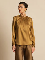 [Brons] SilkSilky-NL 19Momme Lange Mouw Ronde Hals Blouse 004
