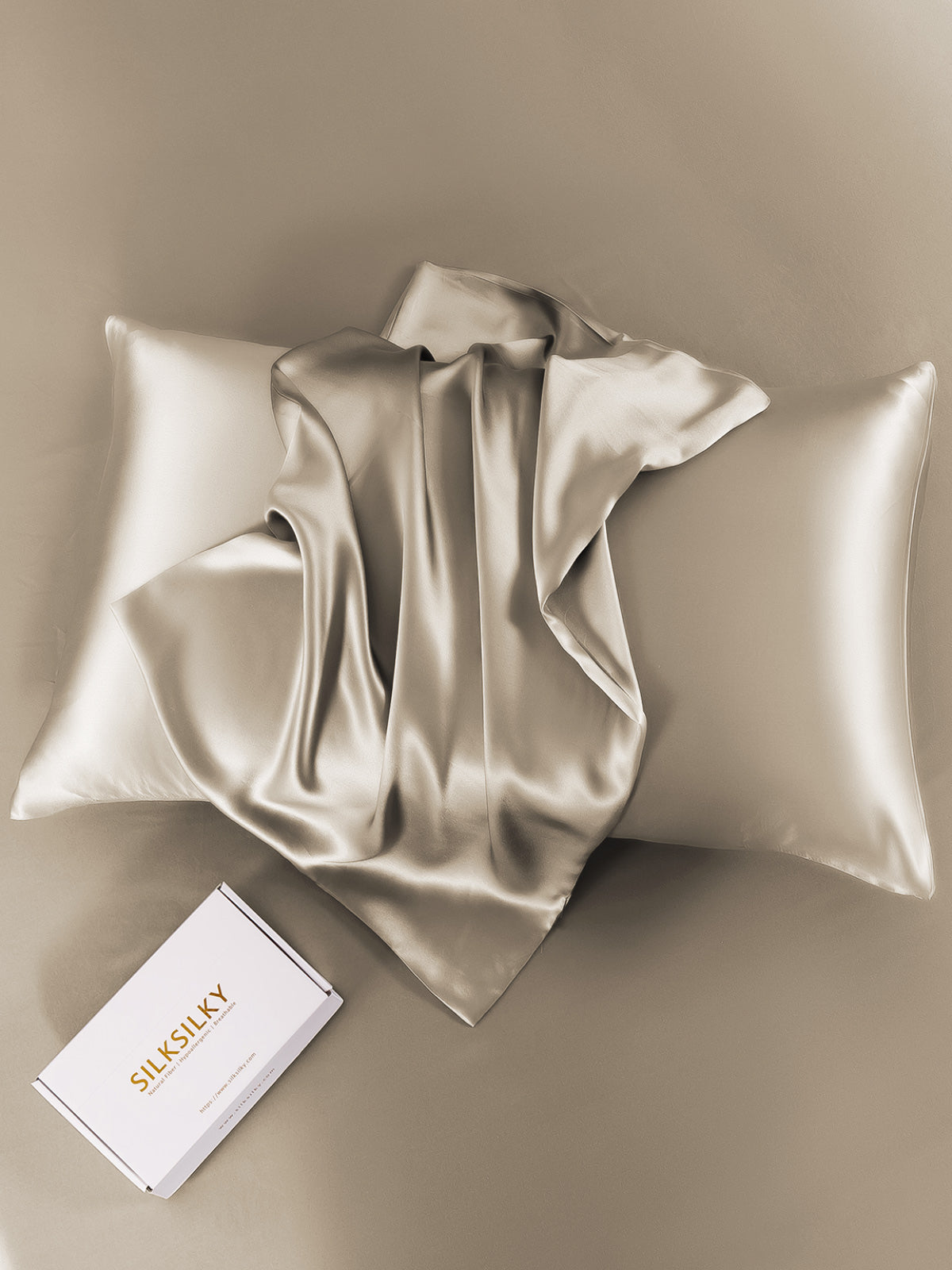 [Khaki] SilkSilky-NL 19Momme Pillowcase 005
