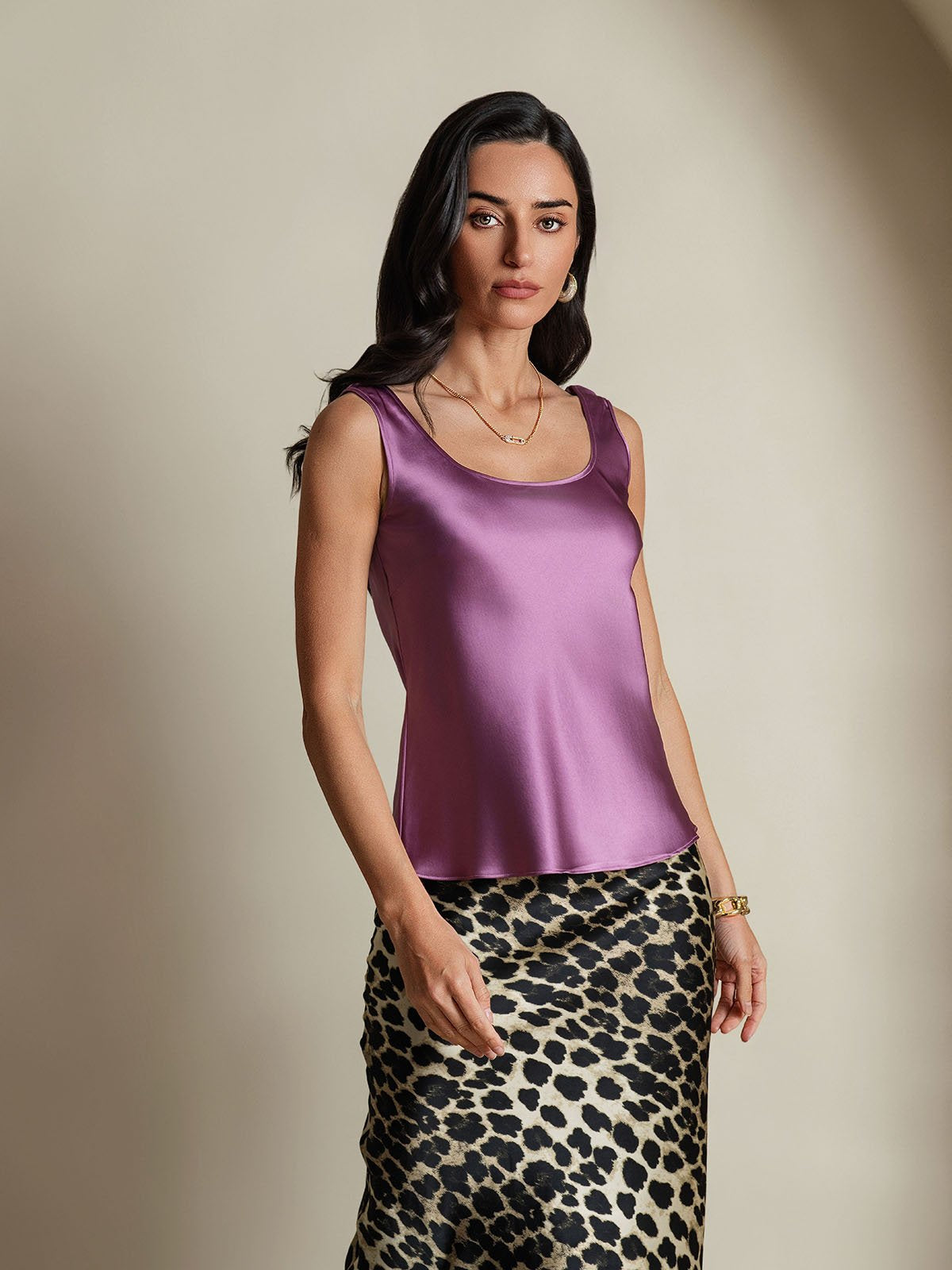 [Donkerpaars] SilkSilky-NL 19Momme Zijde Camisoles 005