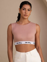 [Roze] SilkSilky-NL Sleeveless Crew Neck Cami-Top 001