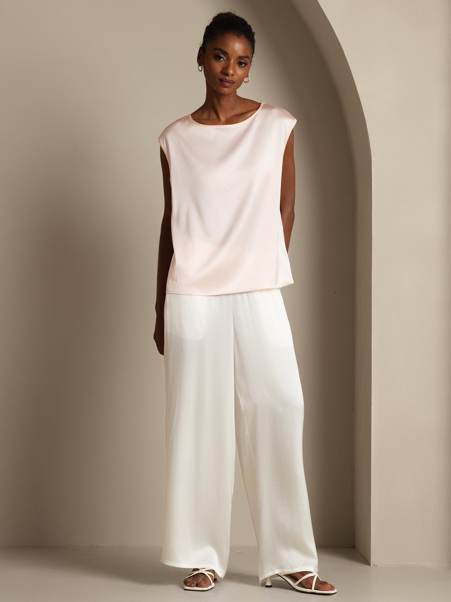 [Roze] SilkSilky-NL 19Momme Zijde Ronde Hals Dames T-Shirt 005,