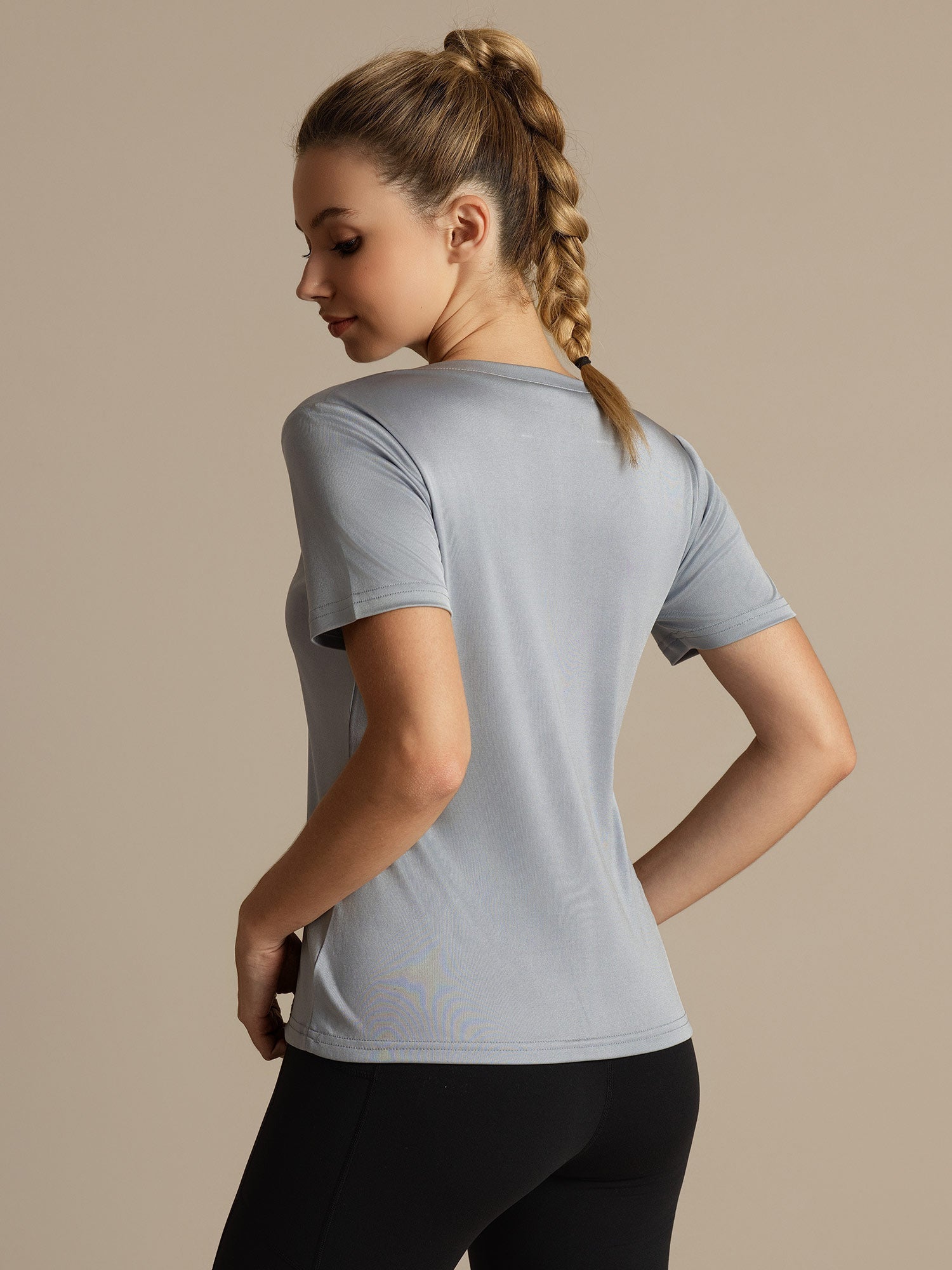 [Lichtgrijs] SilkSilky-NL Korte Mouw Dames T-Shirt 002