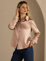 [Toscane] SilkSilky-NL Long Sleeve Lapel Collar Dames Blouse 002