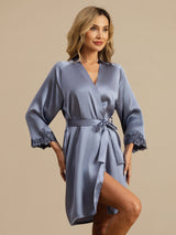 [Lichtblauw] SilkSilky-NL 3/4 Sleeve Dames Kamerjas 001