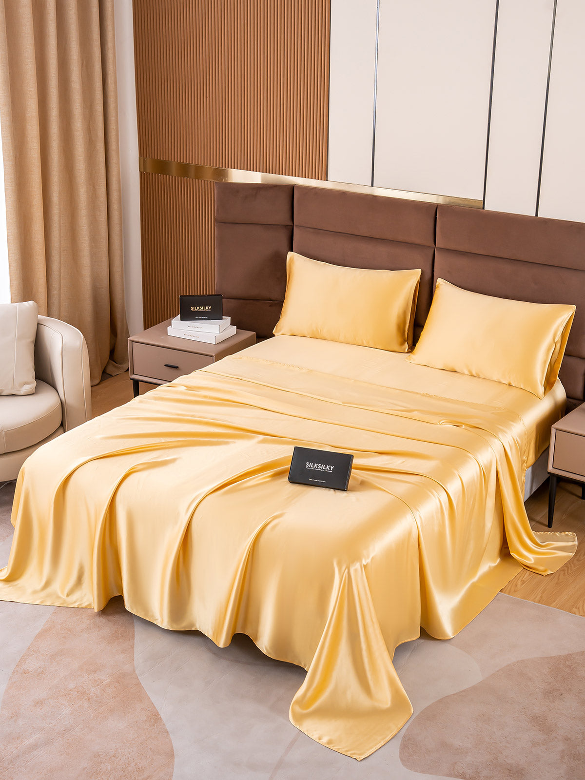 SilkSilky NL 19Momme Pure Silk Bedding Set Champagne 002