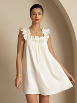 [Wit] SilkSilky-NL Sleeveless Square Neck Nachthemd 001
