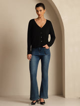 [Zwart] SilkSilky-NL Long Sleeve Dames Cardigan 006