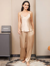 [Champagne] SilkSilky-NL Spaghetti Bandjes V Hals Cami-Set 004