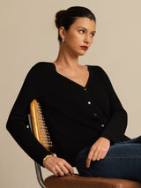 [Zwart] SilkSilky-NL Long Sleeve Dames Cardigan 004