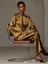 [Bruin] SilkSilky-NL Long Sleeve Boat Neck Blouse 007