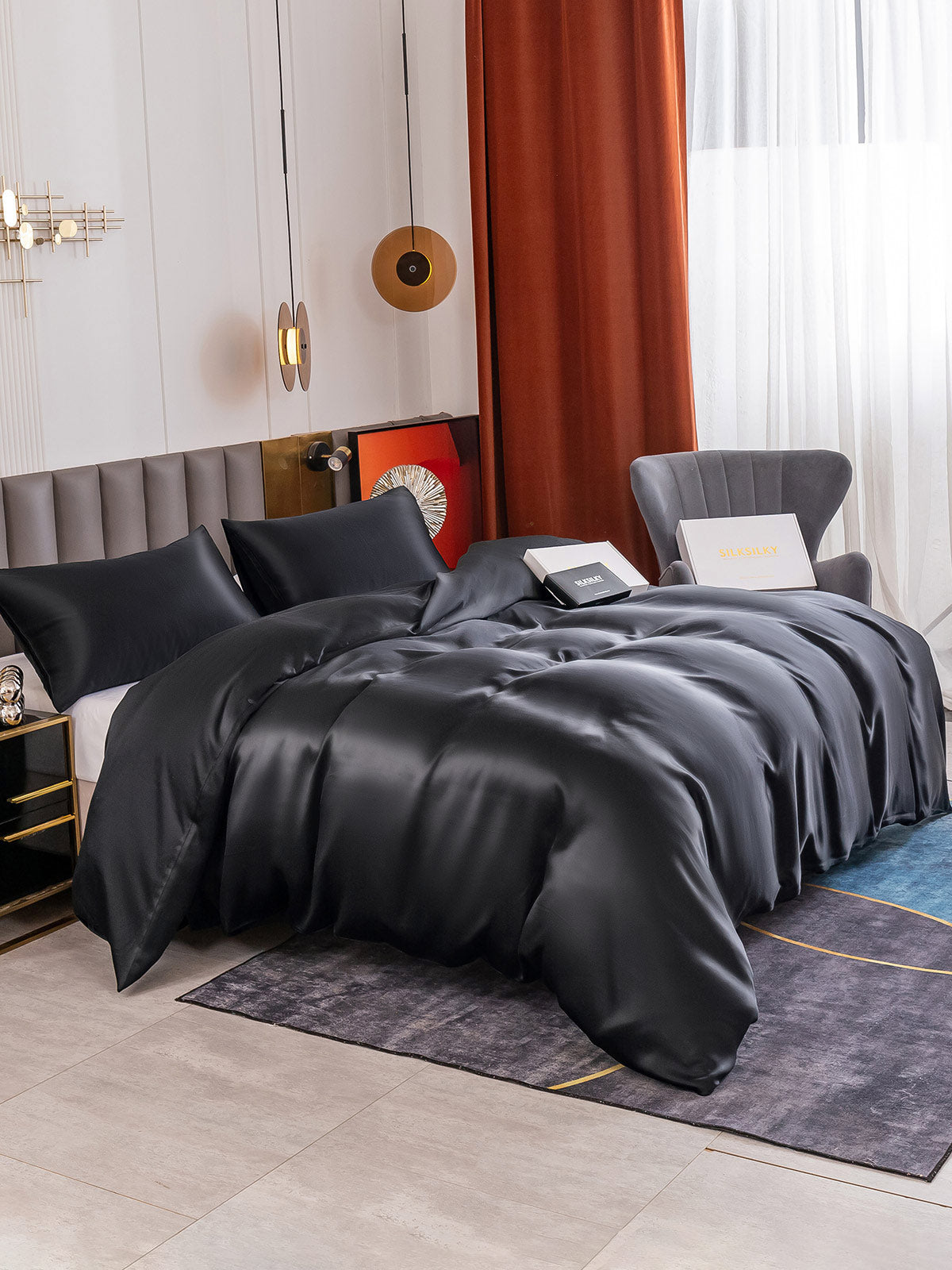 [Zwart] SilkSilky-NL 19Momme Bedding Set 004