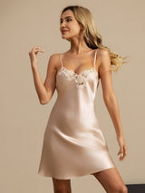[Roze] SilkSilky-NL Spaghetti Bandjes V Hals Nachthemd 001