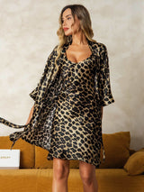 [Leopard] SilkSilky-NL Zijde Nightgown&Robe Set 006,