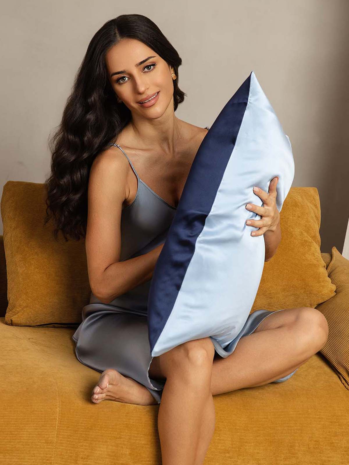 [Donkerblauw+Lichtblauw] SilkSilky-NL 22Momme Pillowcase 001