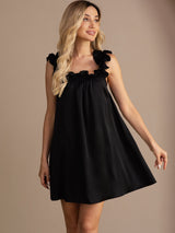[Zwart] SilkSilky-NL Sleeveless Square Neck Nachthemd 001