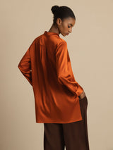 [Karamel] SilkSilky-NL 19Momme Lange Mouw Staande Kraag Blouse 002