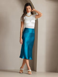 SilkSilky-NL 19Momme Skirt Koningsblauw 004