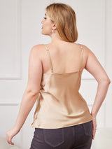 [Champagne] SilkSilky-NL Spaghetti Bandjes V Hals Grote maten Cami-Top 002