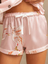 [Roze] SilkSilky-NL 19Momme Korte Mouw Notchkraag Dames Pyjama Set 005