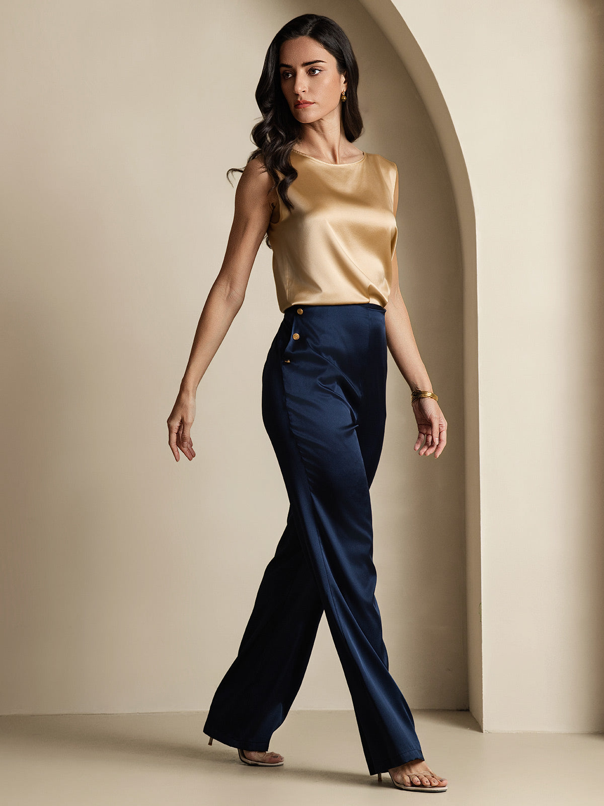 [Donkerblauw] SilkSilky-NL 19Momme Zijde Womens Pants 007