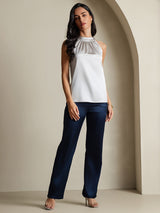 [Lichtgrijs] SilkSilky-NL 19Momme Mouwloos Halter Dames T-Shirt 005