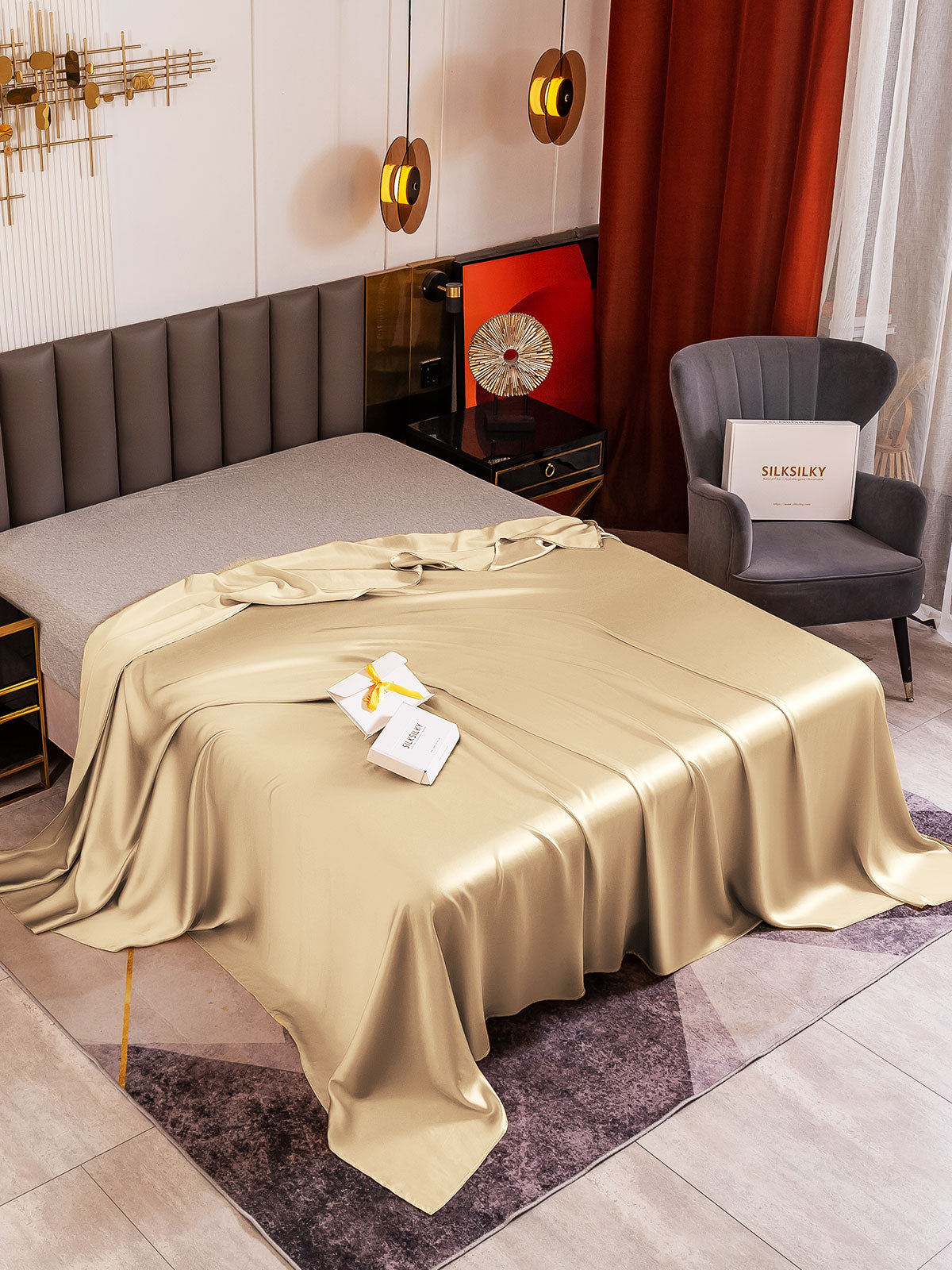 [Beige] SilkSilky-NL 19Momme Sheet 001