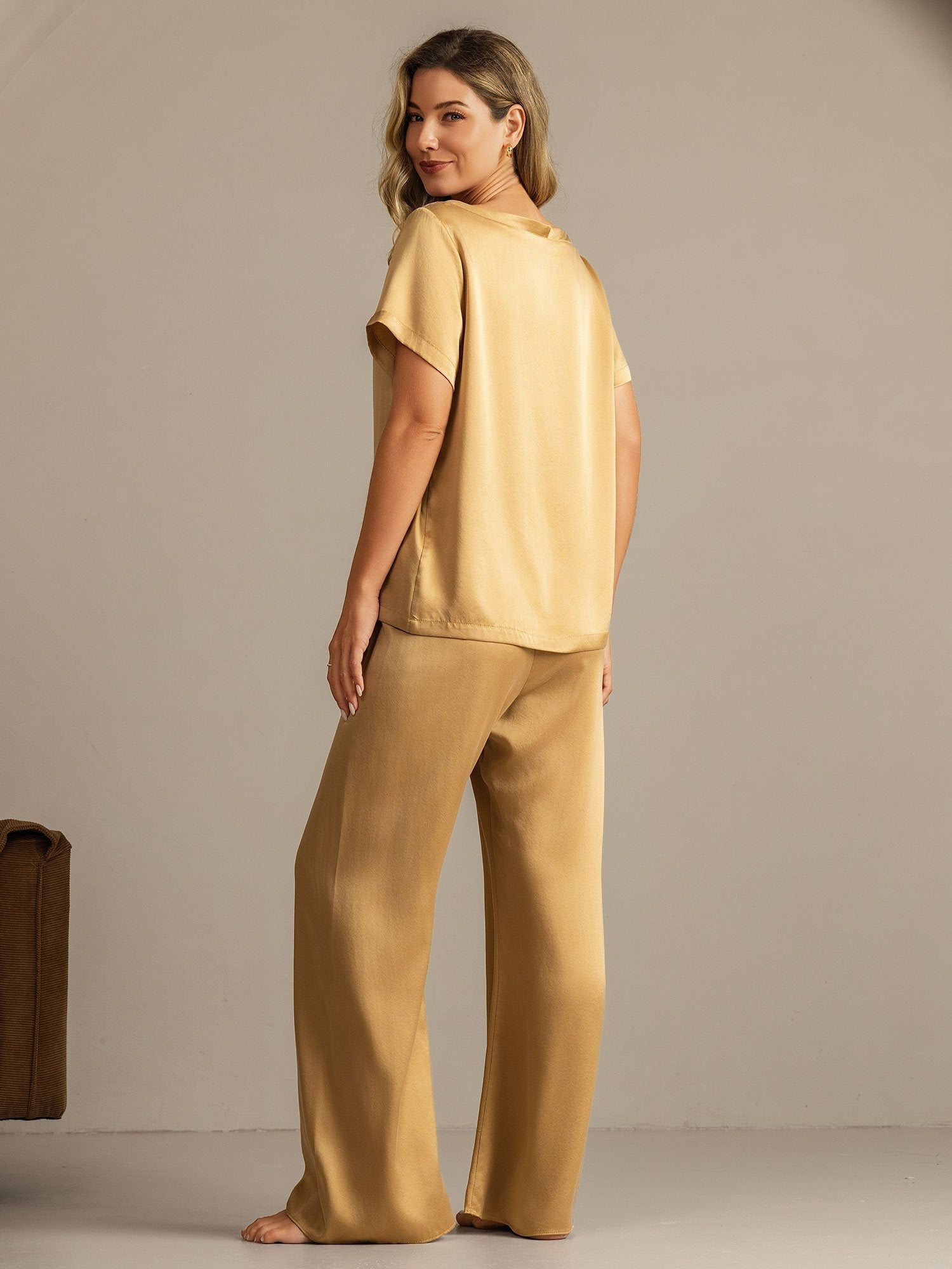 [Tan] SilkSilky-NL 19Momme Zijde Womens Pajamas 002
