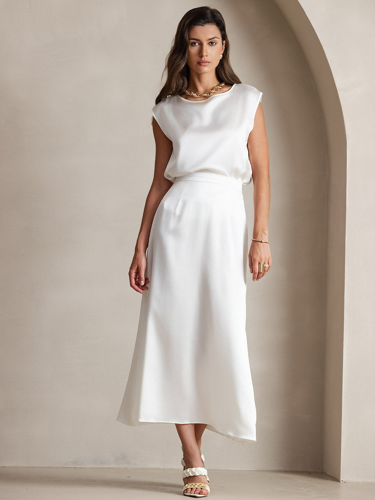 [Wit] SilkSilky-NL 19Momme Zijde Skirt 003