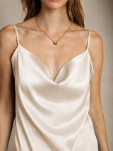[Beige] SilkSilky-NL Spaghetti Strap Cowl Neck Cami-Top 004