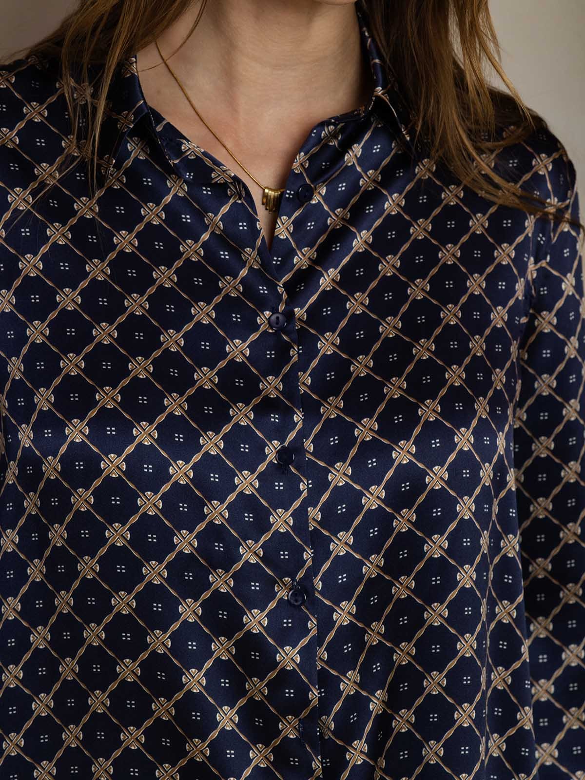 [Marine Ketting] SilkSilky-NL 19Momme Zijde Kraag Women''s Outfit Sets 005