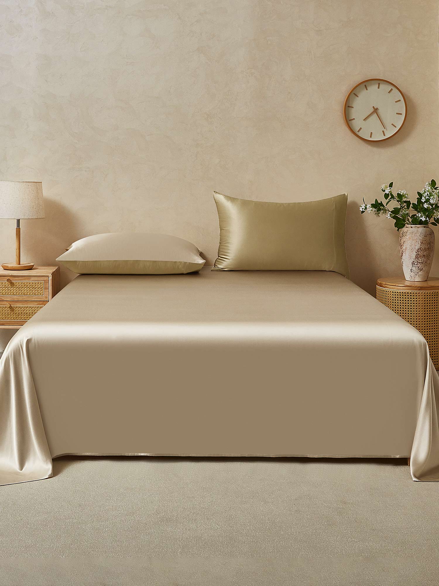 [Beige+Khaki] SilkSilky-NL 19Momme Bedding Set 001,