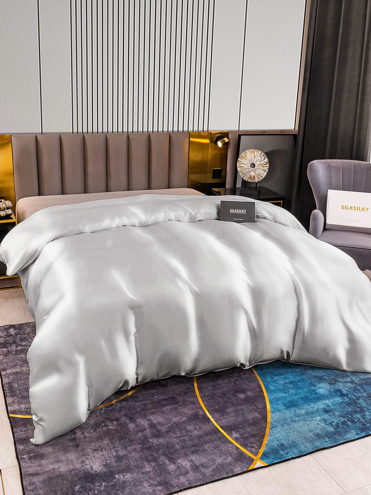 SilkSilky NL 22Momme Pure Silk Duvet Cover Zilver 003