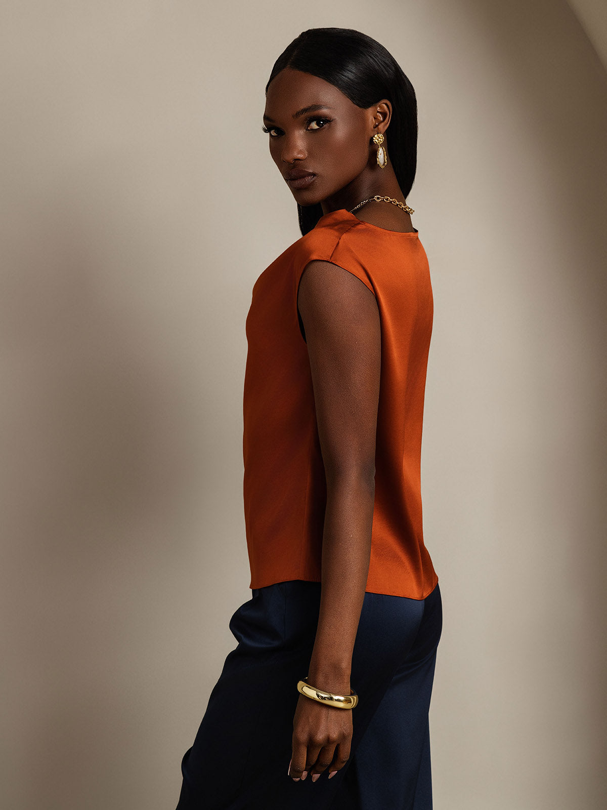 [Karamel] SilkSilky-NL 19Momme Zijde Womens T-Shirt 004